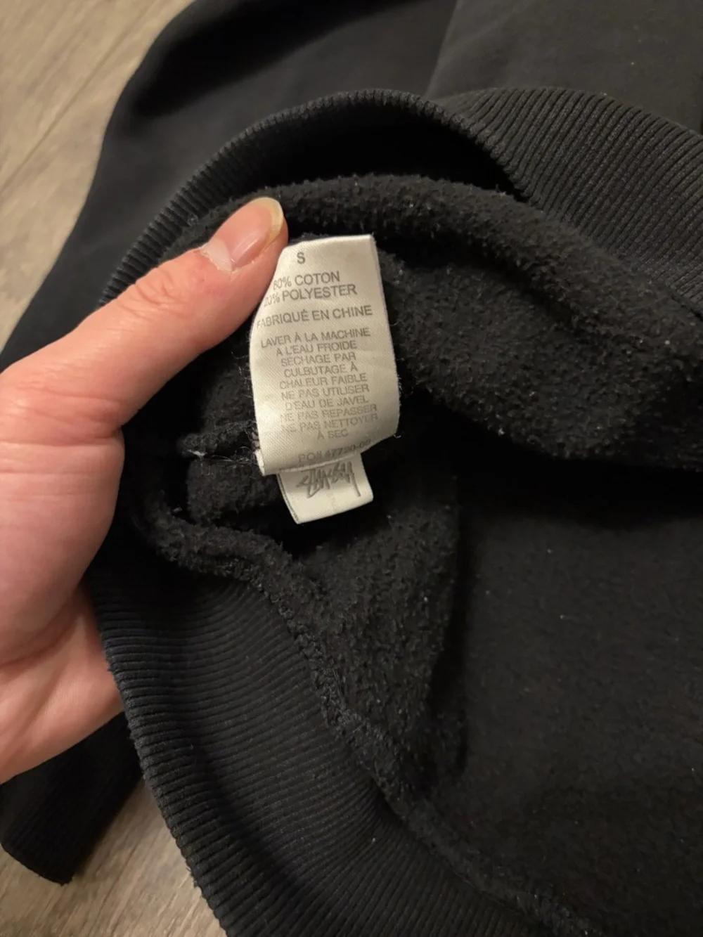 Stussy Black Hoodie with White Script Tag - Picture 4 of 4